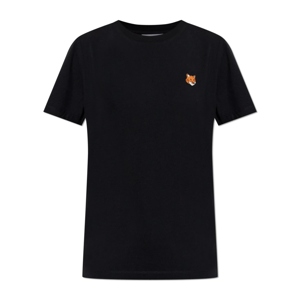 Maison Kitsuné Donna Nero Fox Head Regular Tee-Shirt