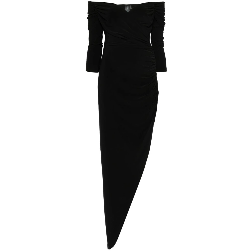 Norma Kamali Zwarte Off-shoulder Avondjurk Black Dames