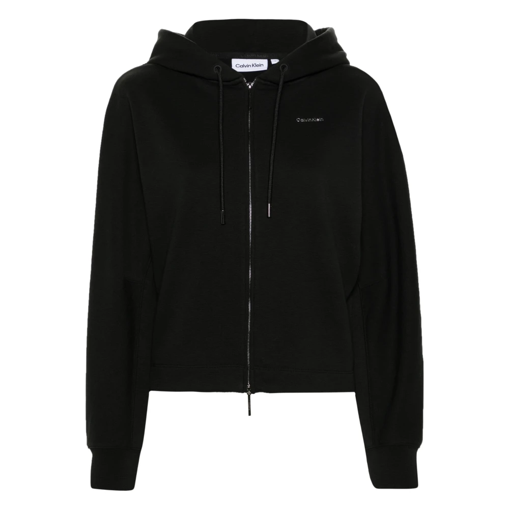 Calvin Klein Zwarte Nano Logo Zip Hoodie Black Dames