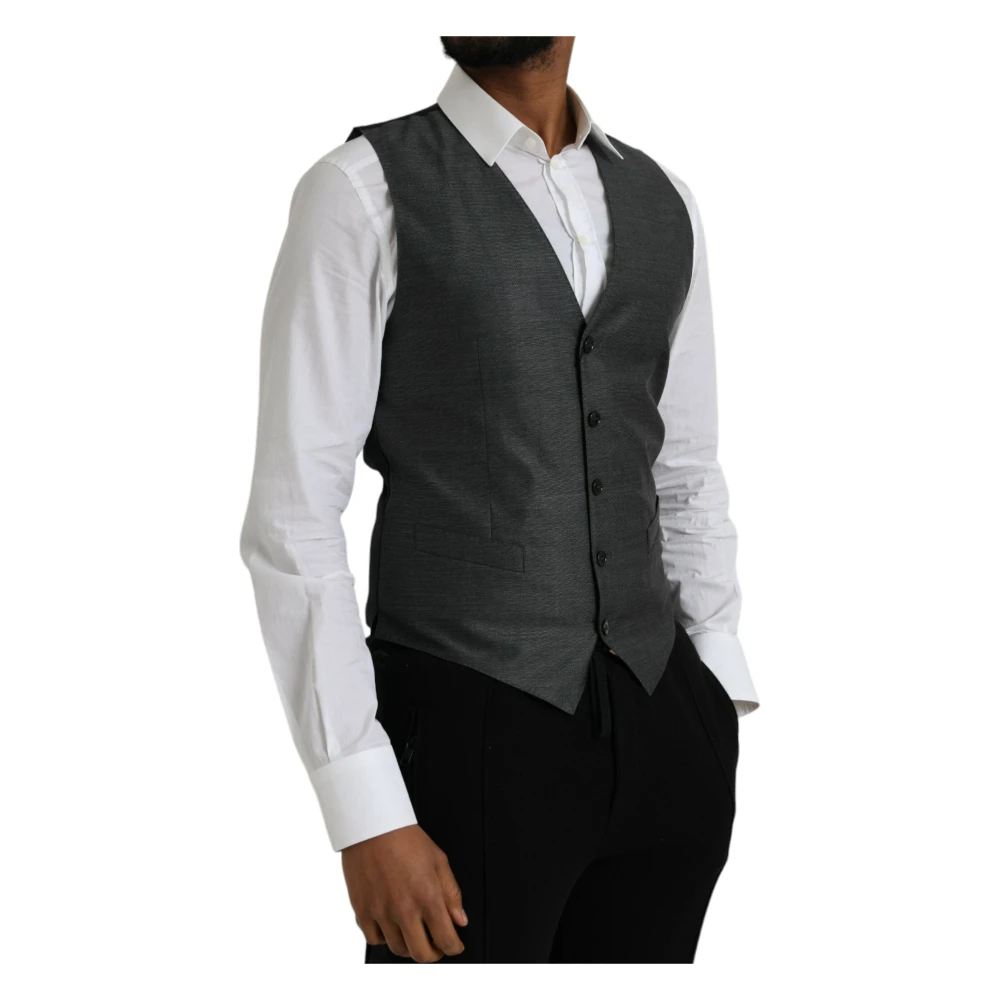 Dolce & Gabbana Grijze Wol Formele Jurk Vest Gray Heren
