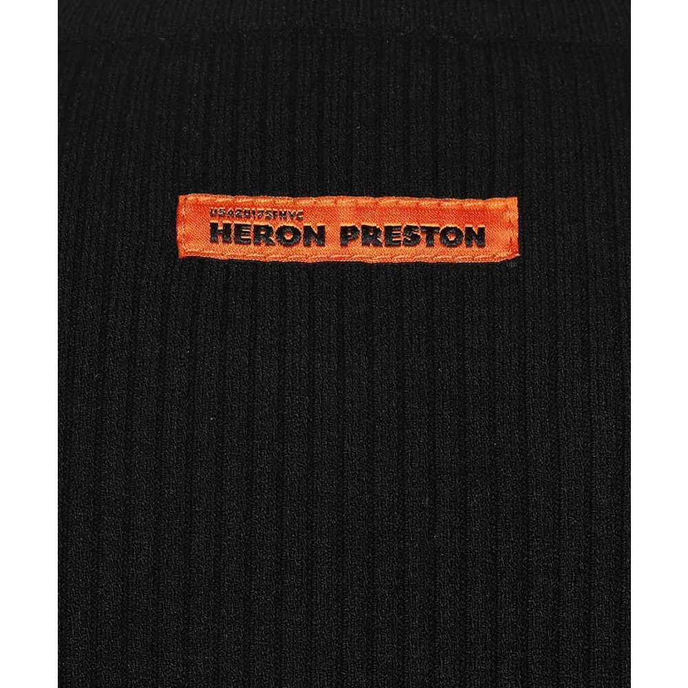 Heron Preston Geribbelde Gebreide Jurk met Logo Geborduurde Kraag Black Dames