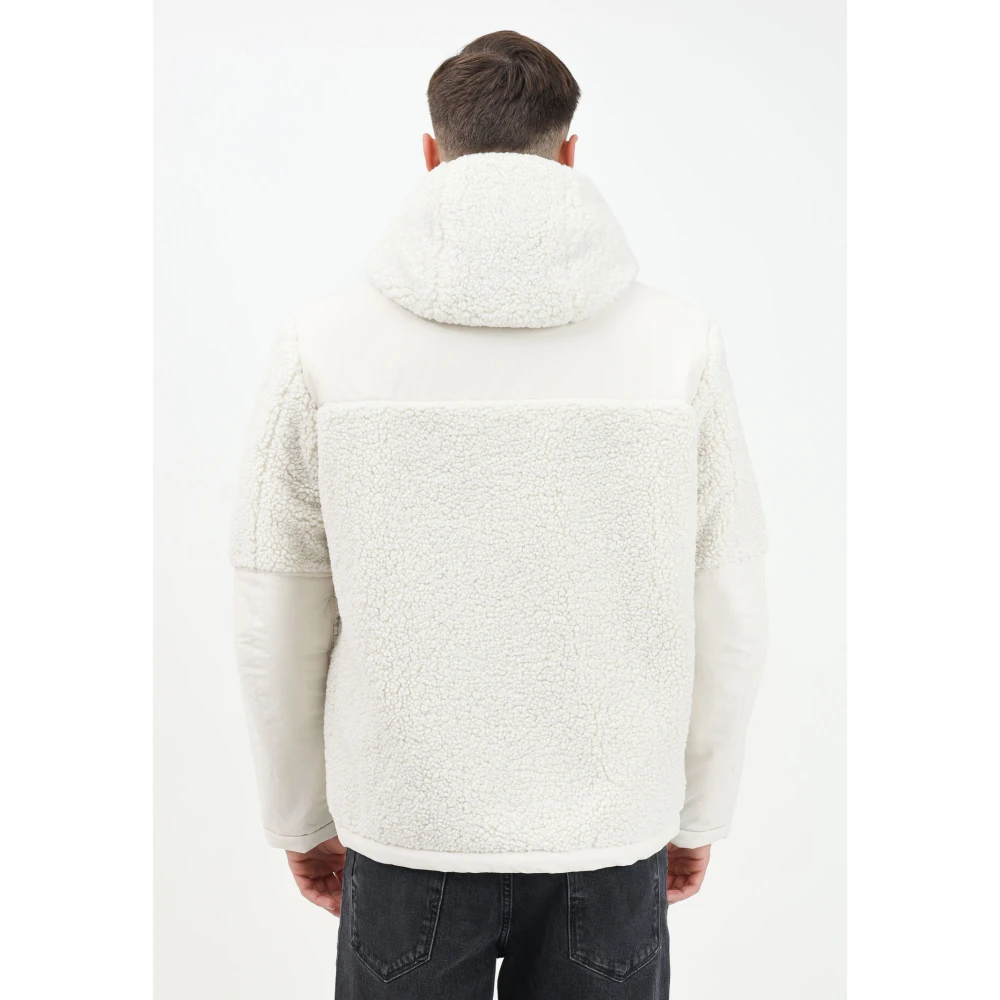 Blauer Witte Gewatteerde Jas met Bont White Heren