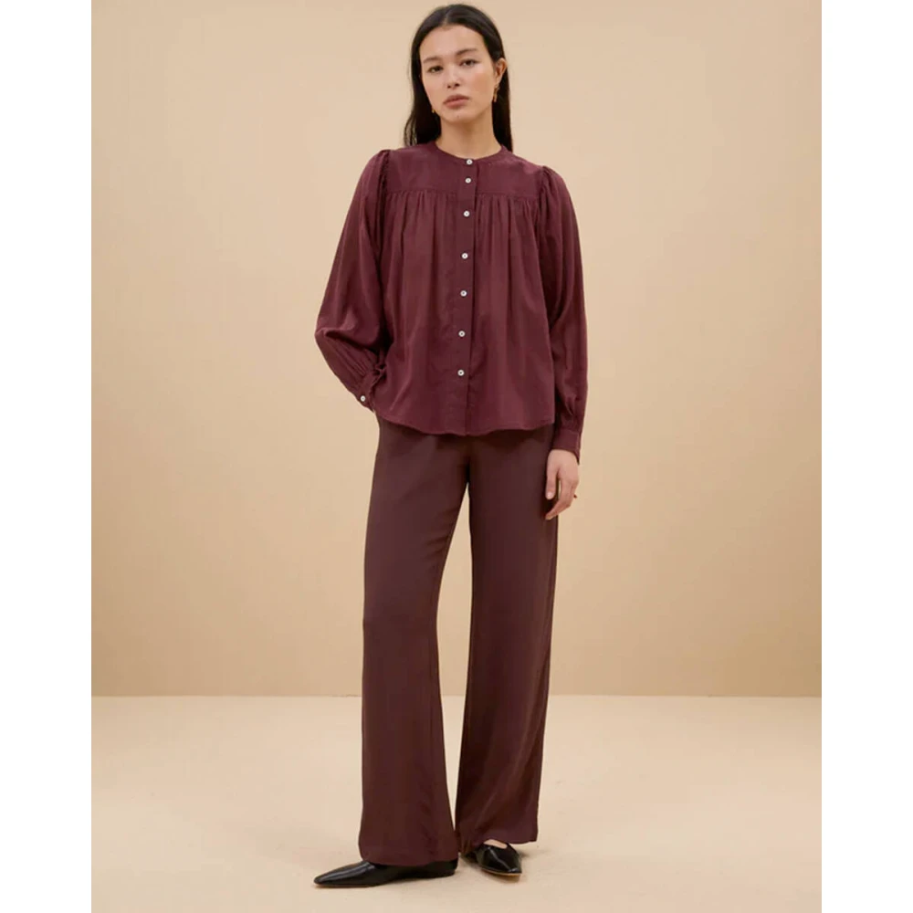 By-Bar Voile Blouse Lange Mouw Meggie Purple Dames