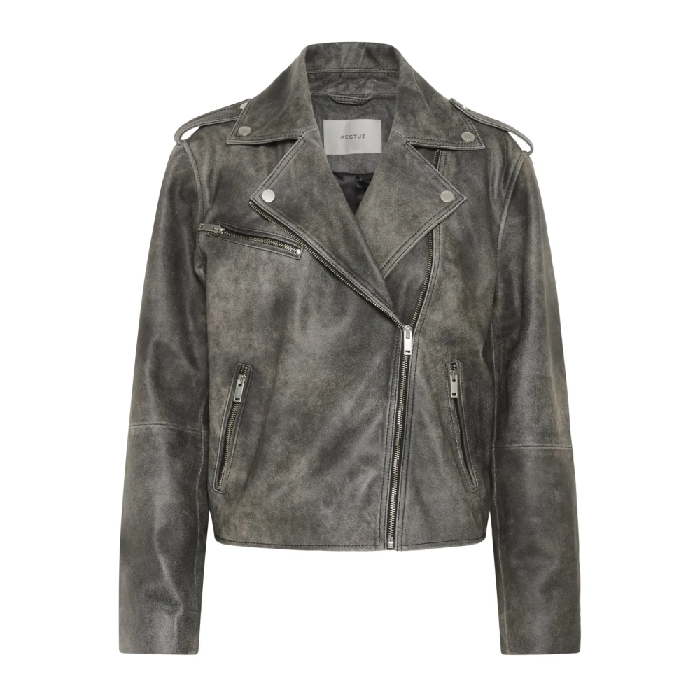 Gestuz Women's Gray Vintage Jacket Cold Grey - Leather Jackets - 2XL - Jackets