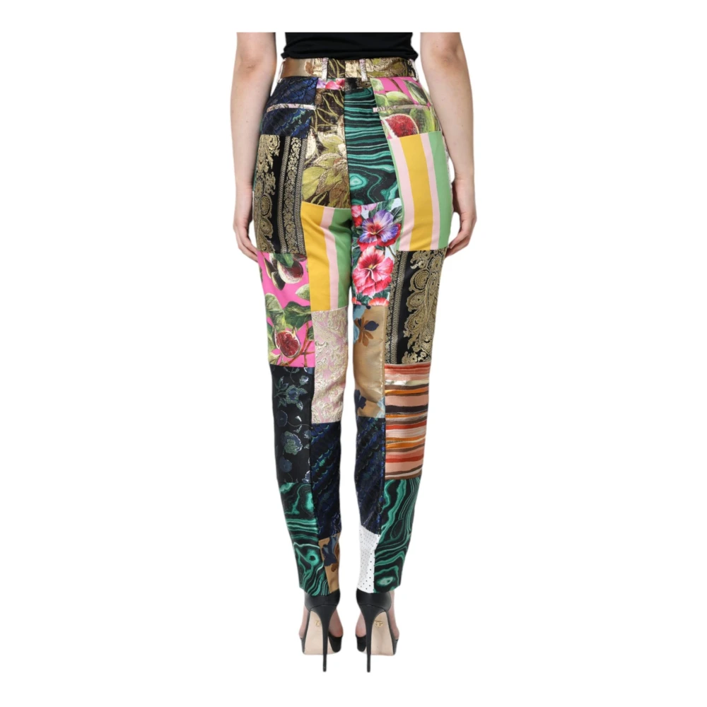 Dolce & Gabbana Multicolor Patchwork High Waist Tapered Broek Multicolor Dames