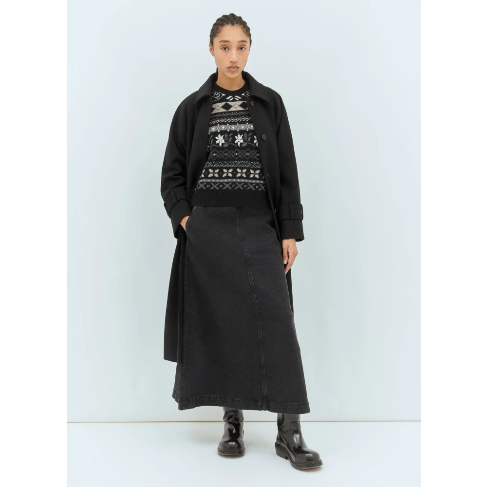 Skall Studio Grafische Jacquard Wollen Trui Black Dames