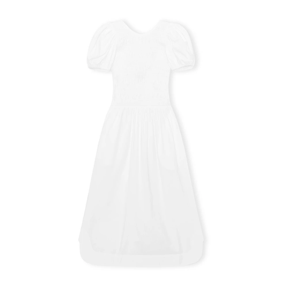 Ganni Women's White Cotton-Poplin Tea Dress