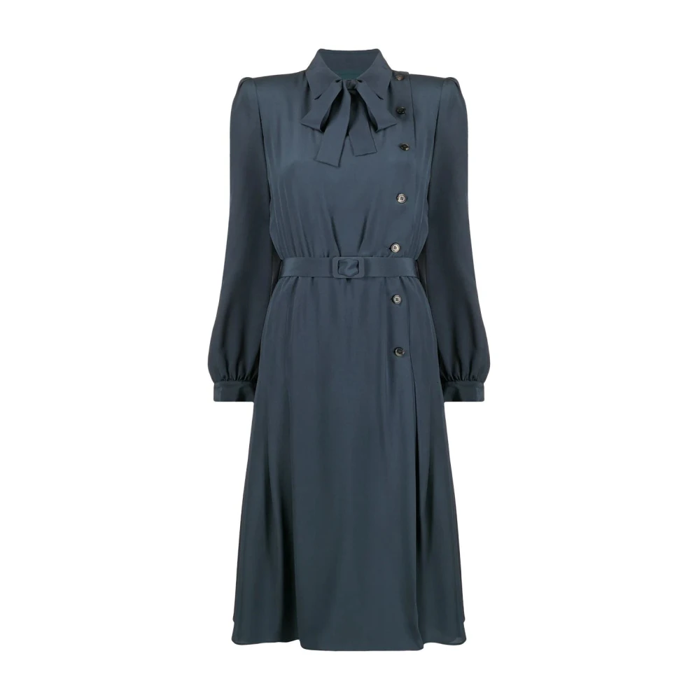 Maison Margiela Blauwe Midi Jurk met Textiel Samenstelling Blue Dames