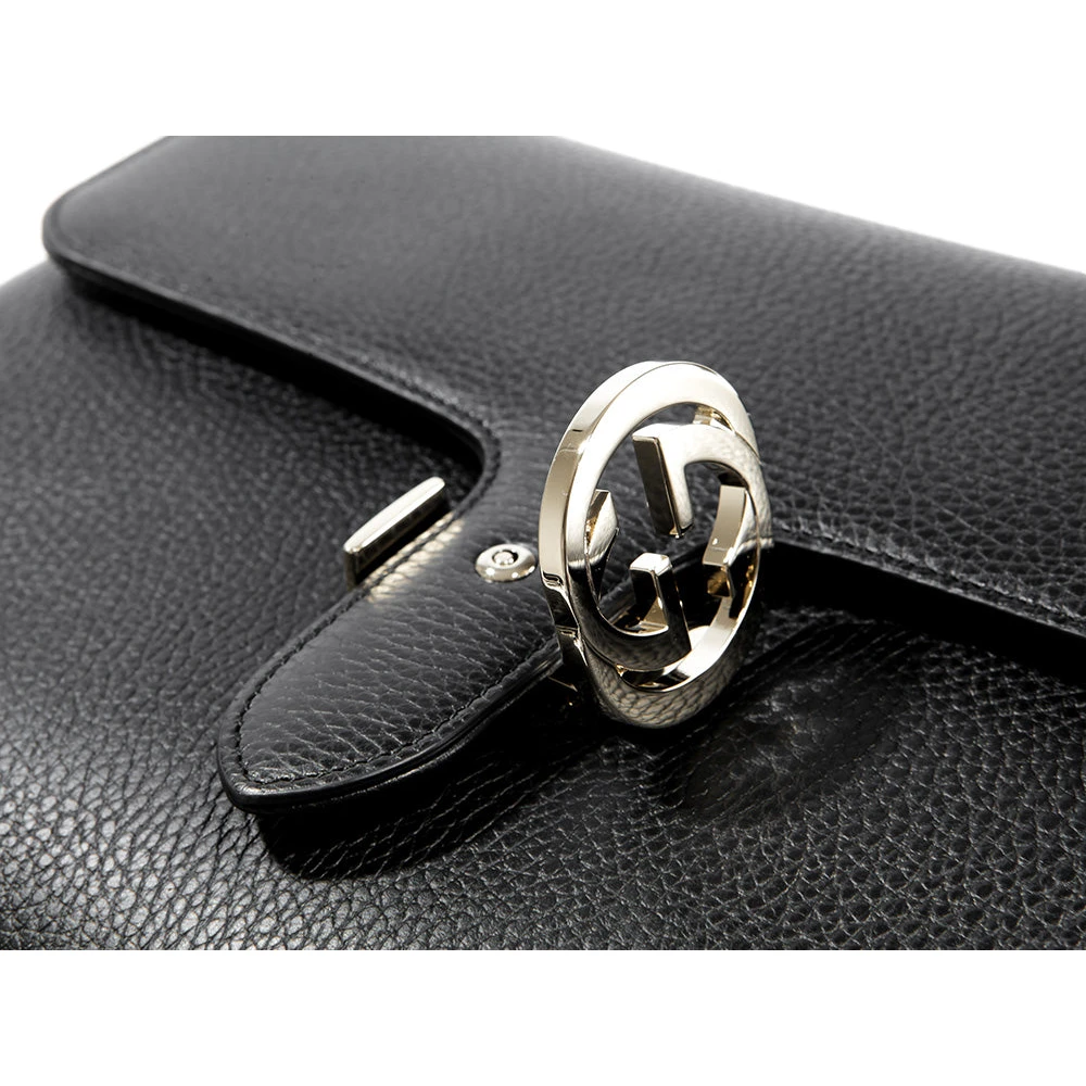 Gucci Zwarte Handtas Logo Leer Dollar Calf Black Dames