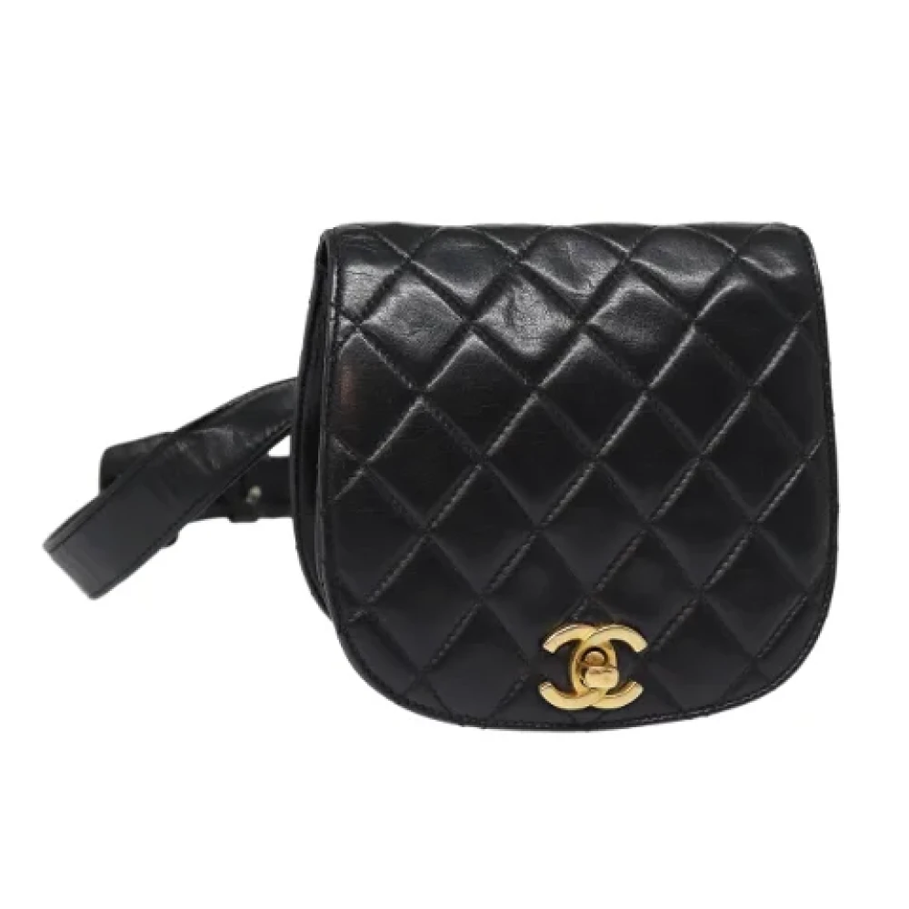 Chanel Vintage Pre-owned Leather crossbody-bags Black Dames