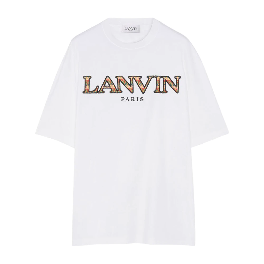 Lanvin Vit Curb T-shirt Jersey Bomull Logo White, Herr