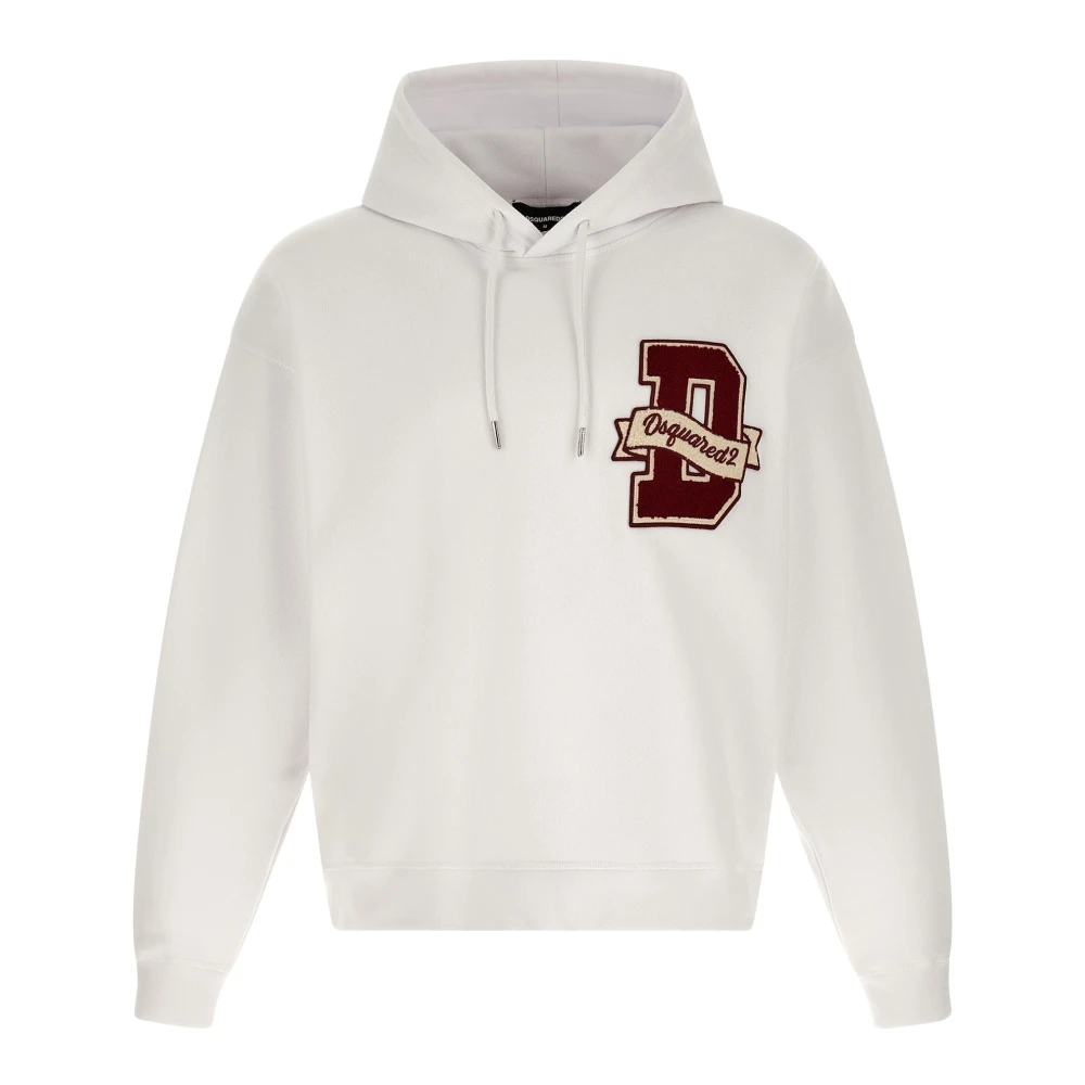 Dsquared2 Men's White Brushed Cotton Hoodie - Hoodies - S - Sweatshirts & Hoodies