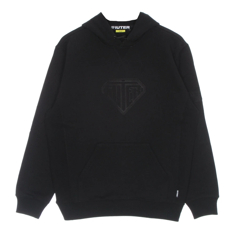 Iuter Men's Black Logo Hoodie With Kangaroo Pocket - Hoodies - Xl - Sweatshirts & Hoodies