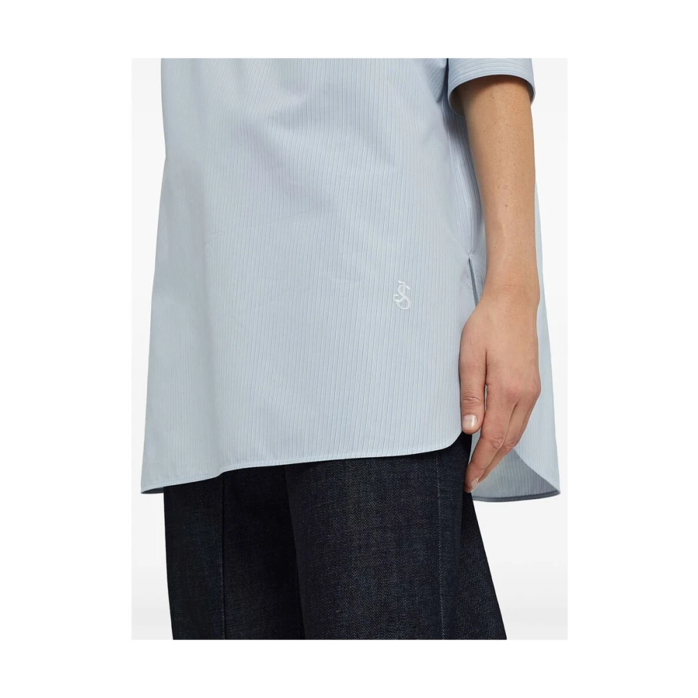Jil Sander Blauw Gestreept Katoenen Overhemd White Dames