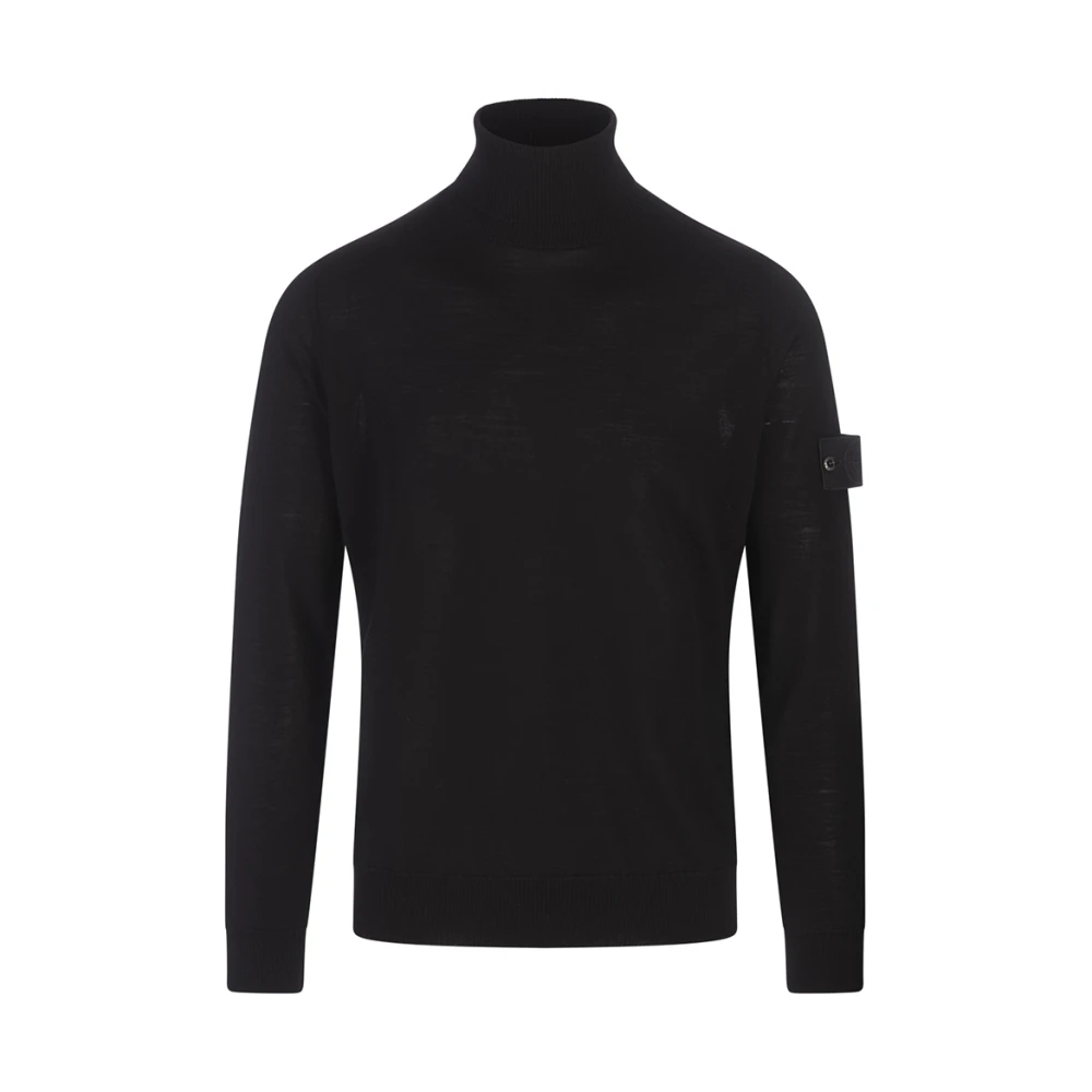 Stone Island Wollen Coltrui in Zwart Black Heren