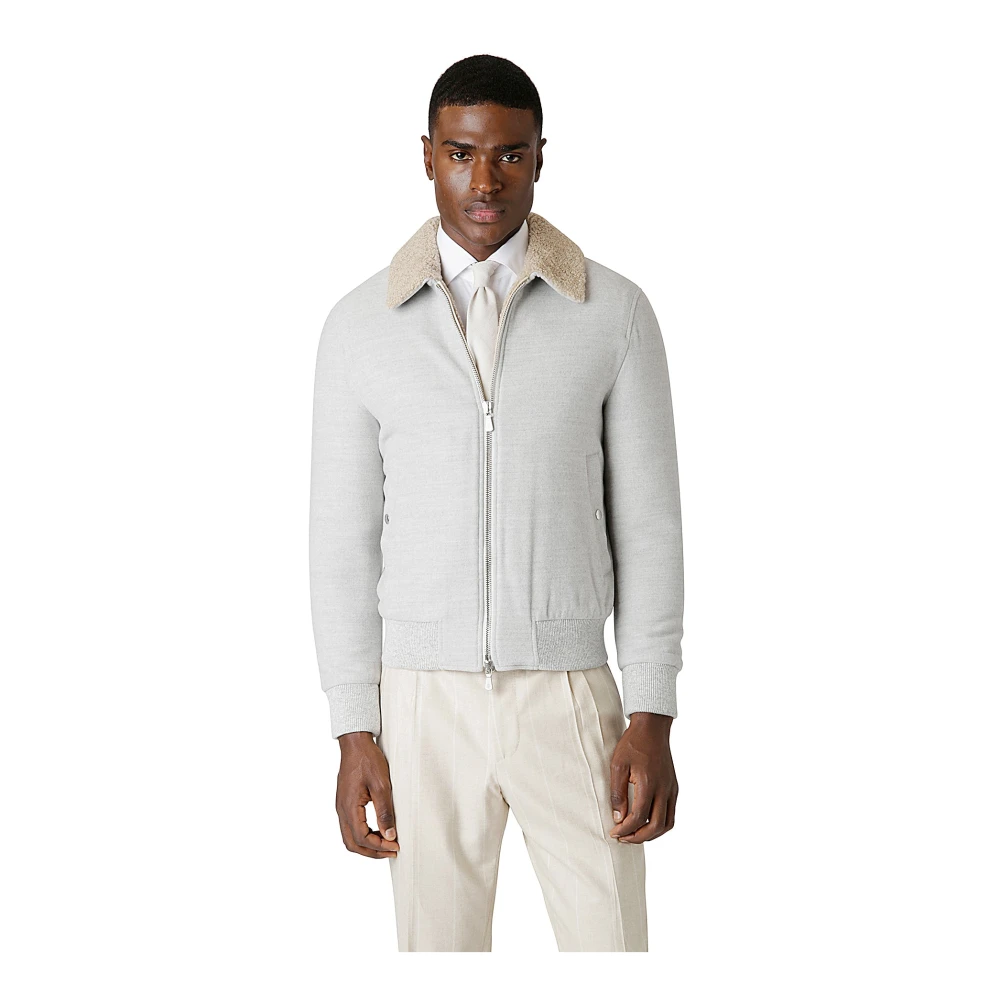 Eleventy Luxe Shearling Wol Bomberjack Gray Heren