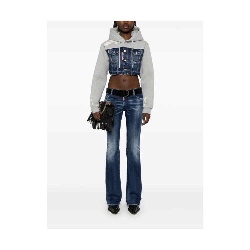 Dsquared2 Indigo Blauwe Hoodie met Zakken Gray Dames