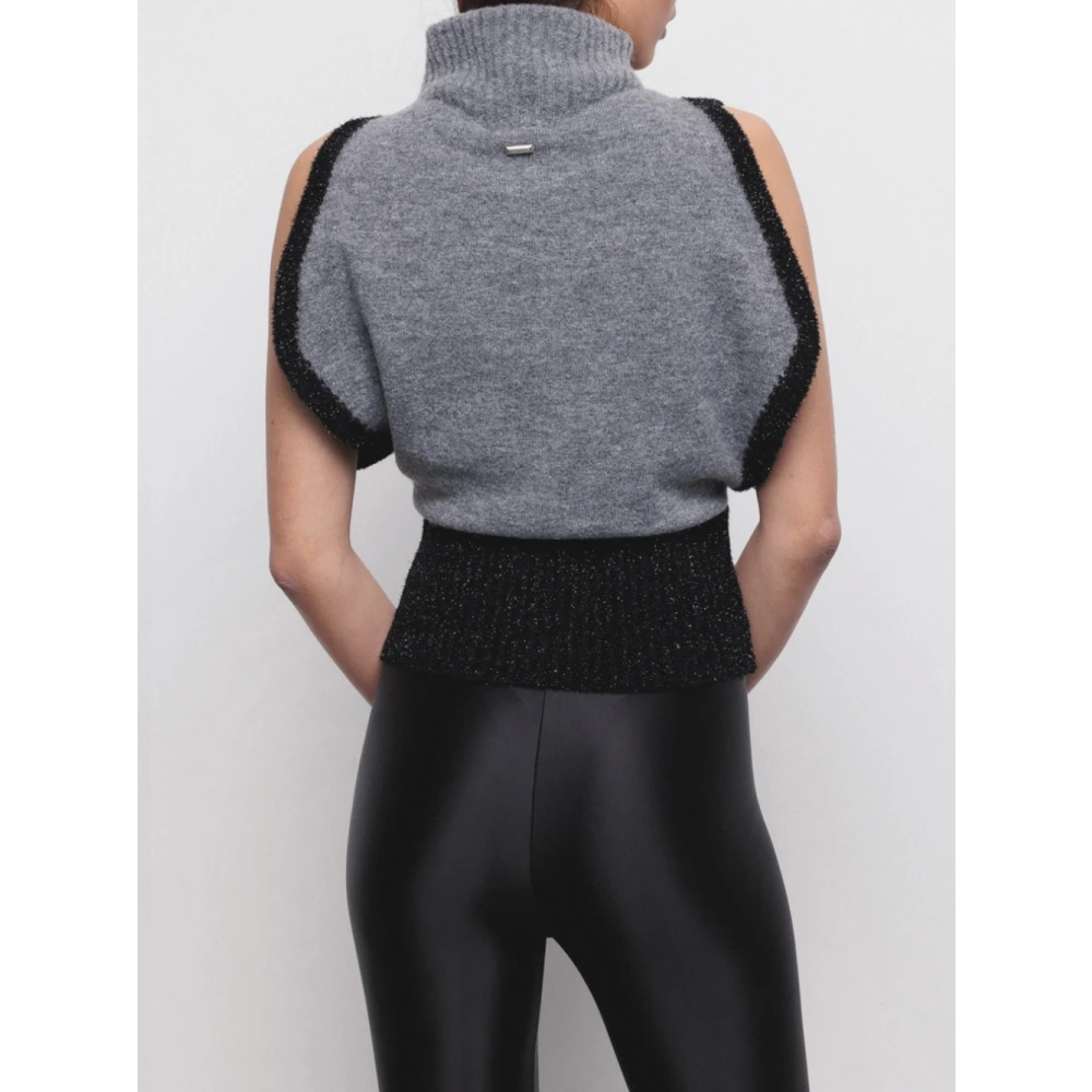 Gaëlle Paris Grijze Hoge Hals Sweater Vest Gray Dames