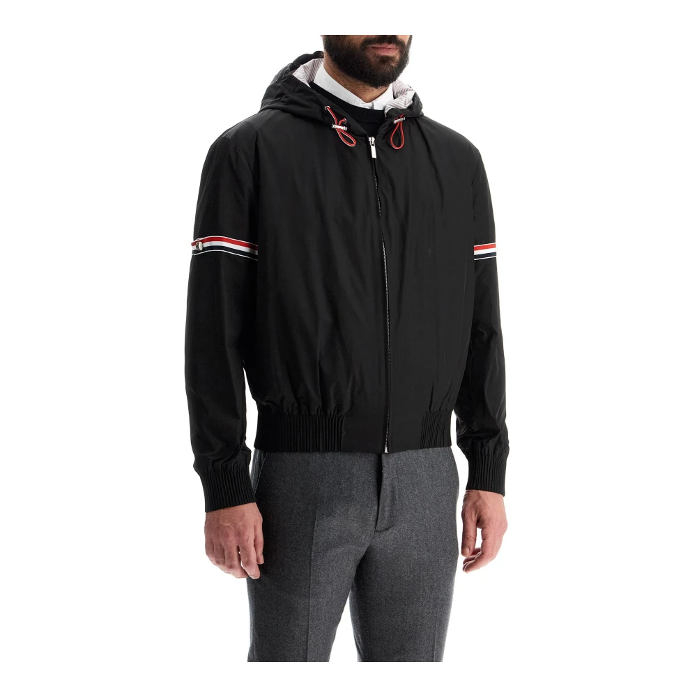 Thom Browne Windbreaker Jack met Tricolor Inzetstukken Black Heren