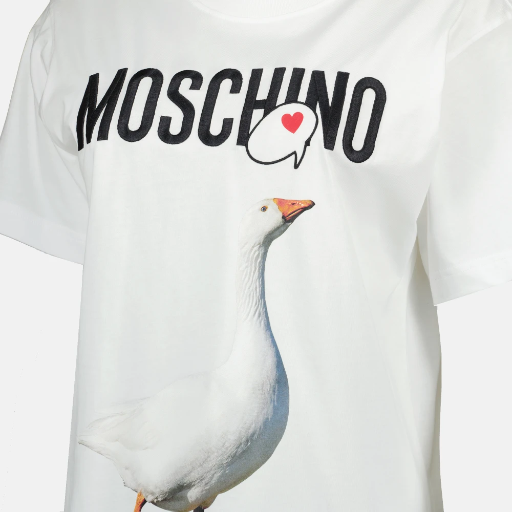 Moschino Wit Gansprint T-shirt Lente-Zomer 2025 White Dames
