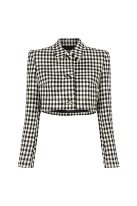 Gingham Cropped Blazer Slim Fit