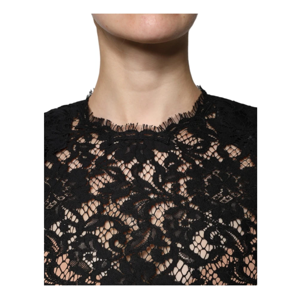 Dolce & Gabbana Zwarte Bloemenkant Blouse Top Black Dames