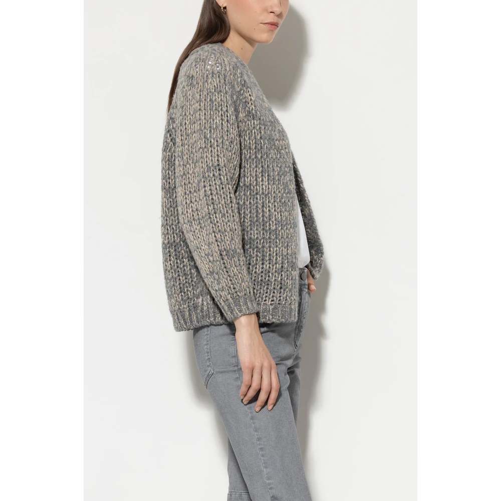 LUISA CERANO Bouclé Cardigan met Shawl Kraag Gray Dames