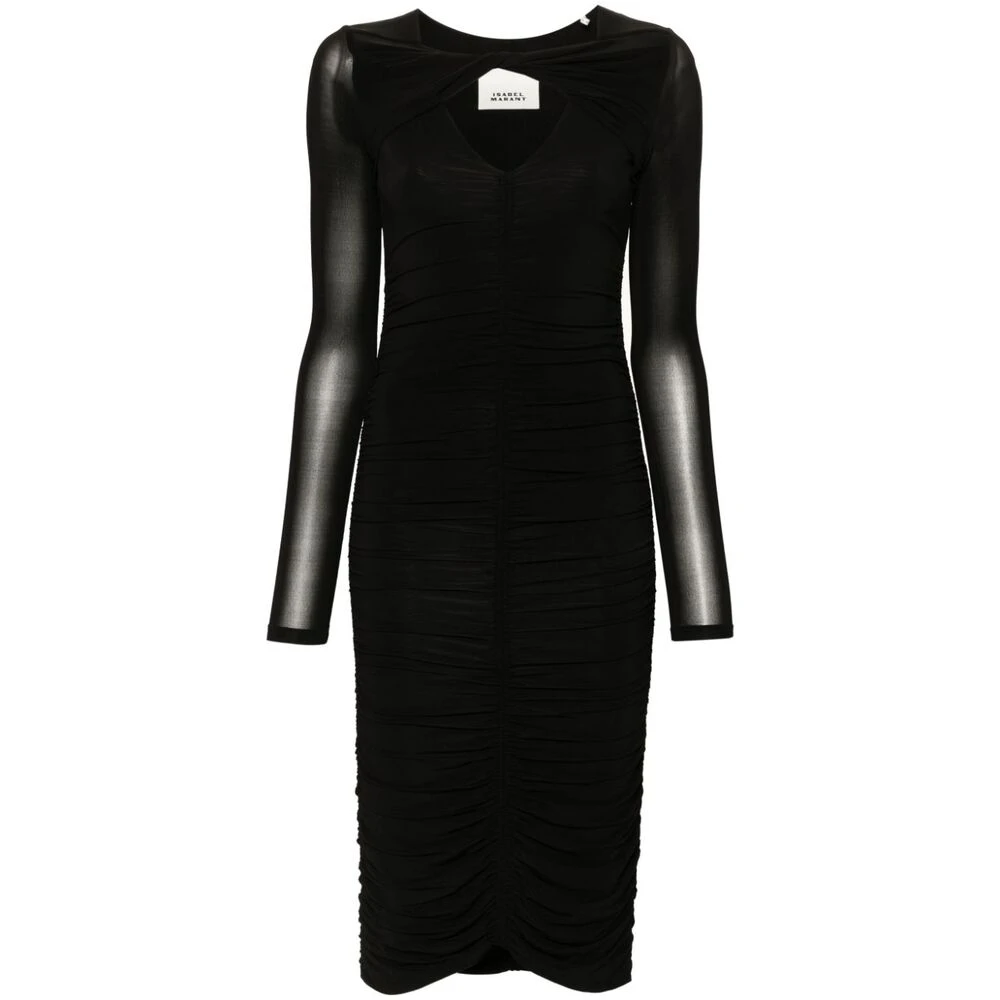 Isabel marant Zwarte Gedrapeerde Twist Jurk Black Dames