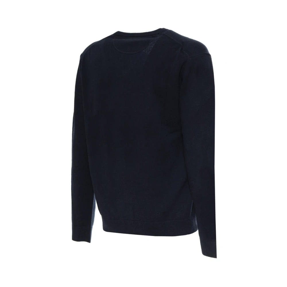Sergio Tacchini Wollen V-hals trui met geribbelde boorden en zichtbaar logo Blue Heren