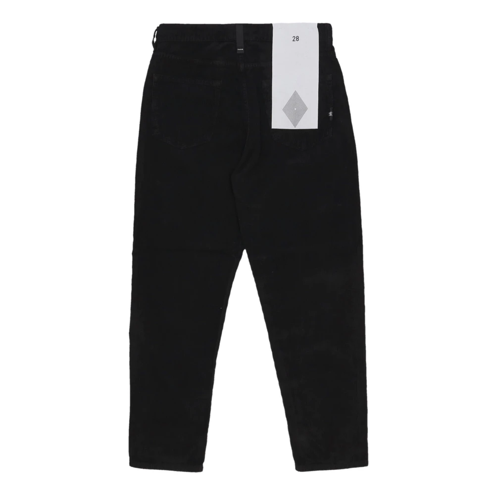 Amish Fluwelen Zwarte Broek met Logo Sluiting Black Heren
