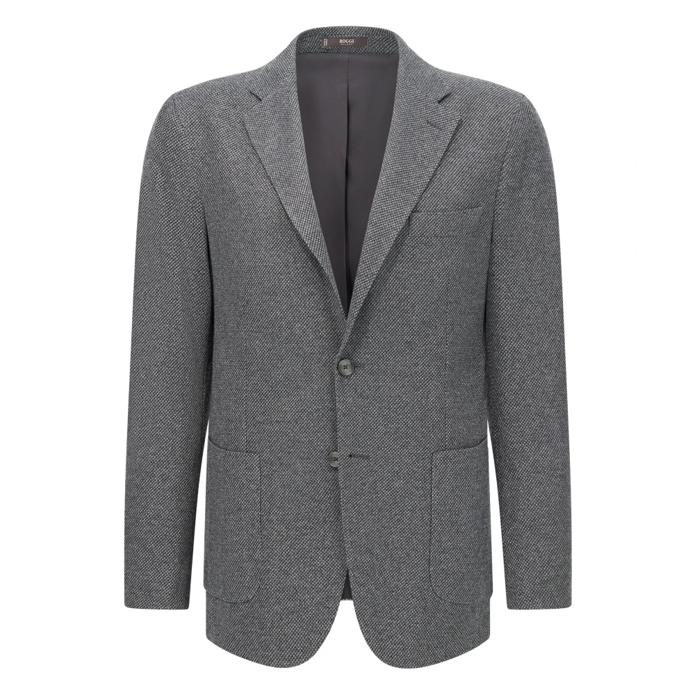 Boggi Milano Herren Grau Micro Fancy Cotton Blend Jersey Blazer