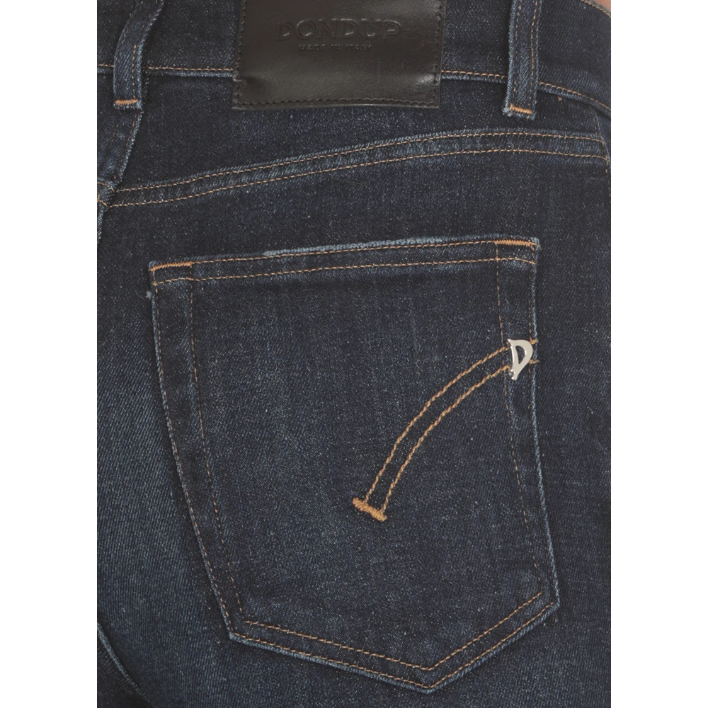 Dondup Blauwe Jeans met Logo Patch Blue Dames