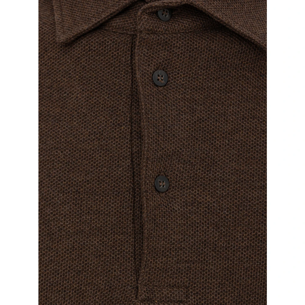 Corneliani Bruine polo met lange mouwen Brown Heren
