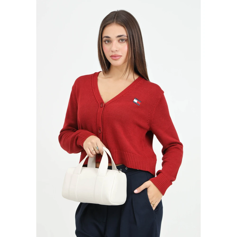 Tommy Jeans Rode Korte Vest Hedendaagse Outfit Touch Red Dames