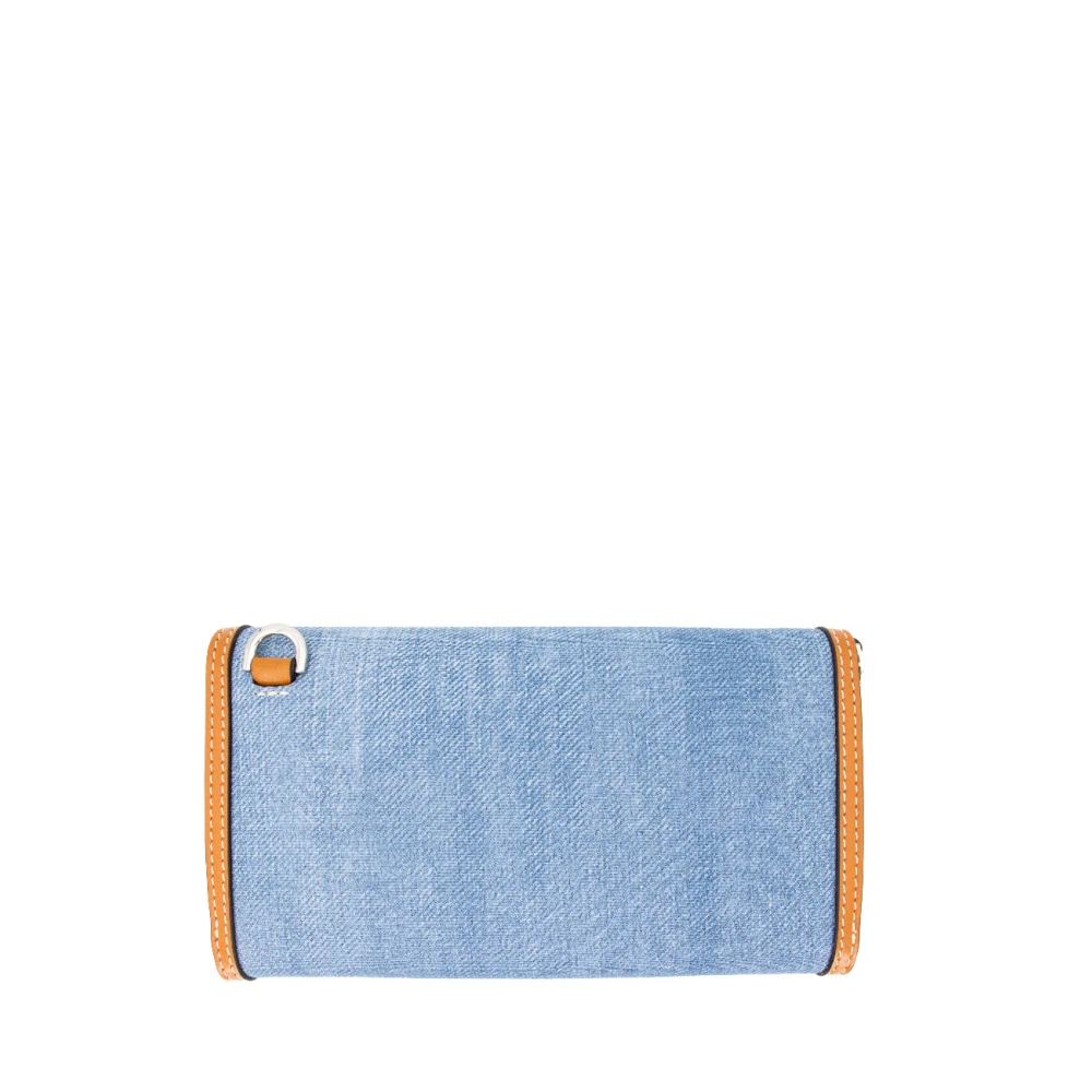 Ermanno Scervino Denim Textuur Portemonnee met Schouderband Blue Dames