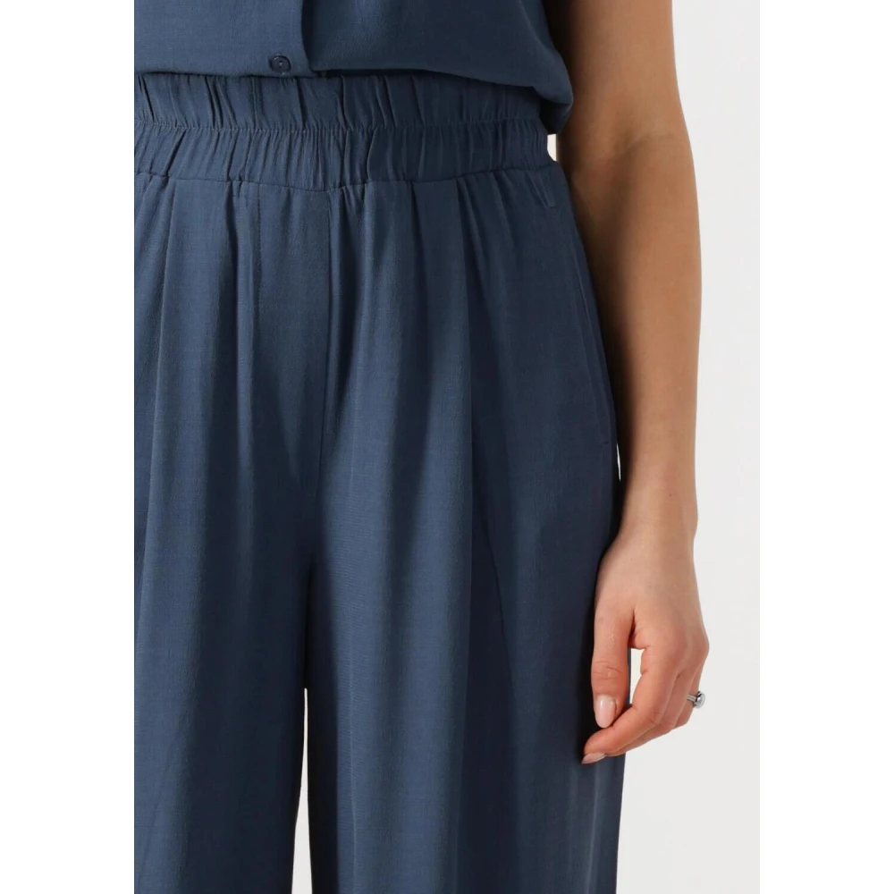 By-Bar Blauwe Wijde Viscose Broek Blue Dames