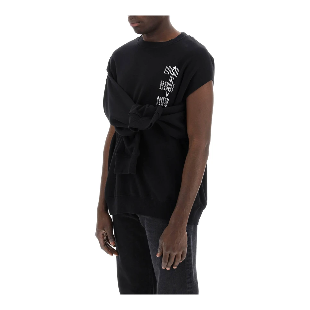 MM6 Maison Margiela Sweatshirt met uitsparingen en numeriek logo Black Heren