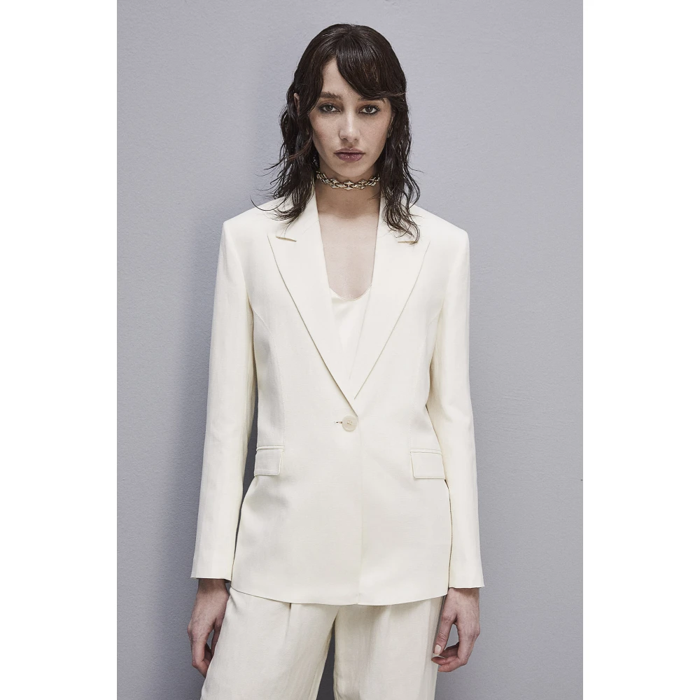 PATRIZIA PEPE JAS Essential viscose en linnen jas White Dames