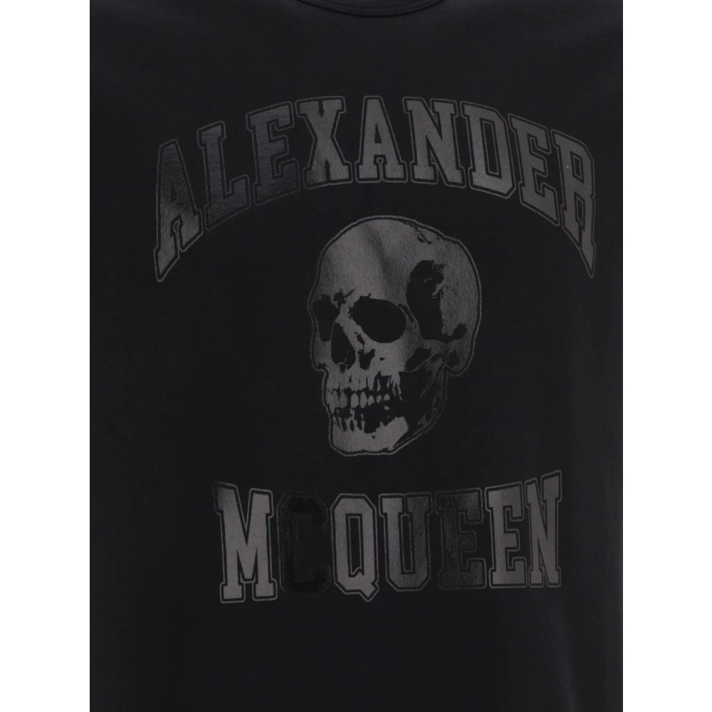 alexander mcqueen Zwart T-shirt met Logo en Schedel Black Heren