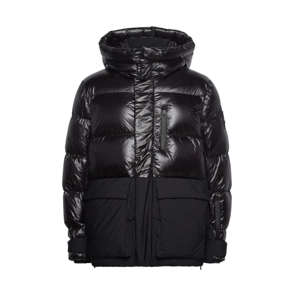 Moose Knuckles Zwarte gewatteerde jas met capuchon Black Heren