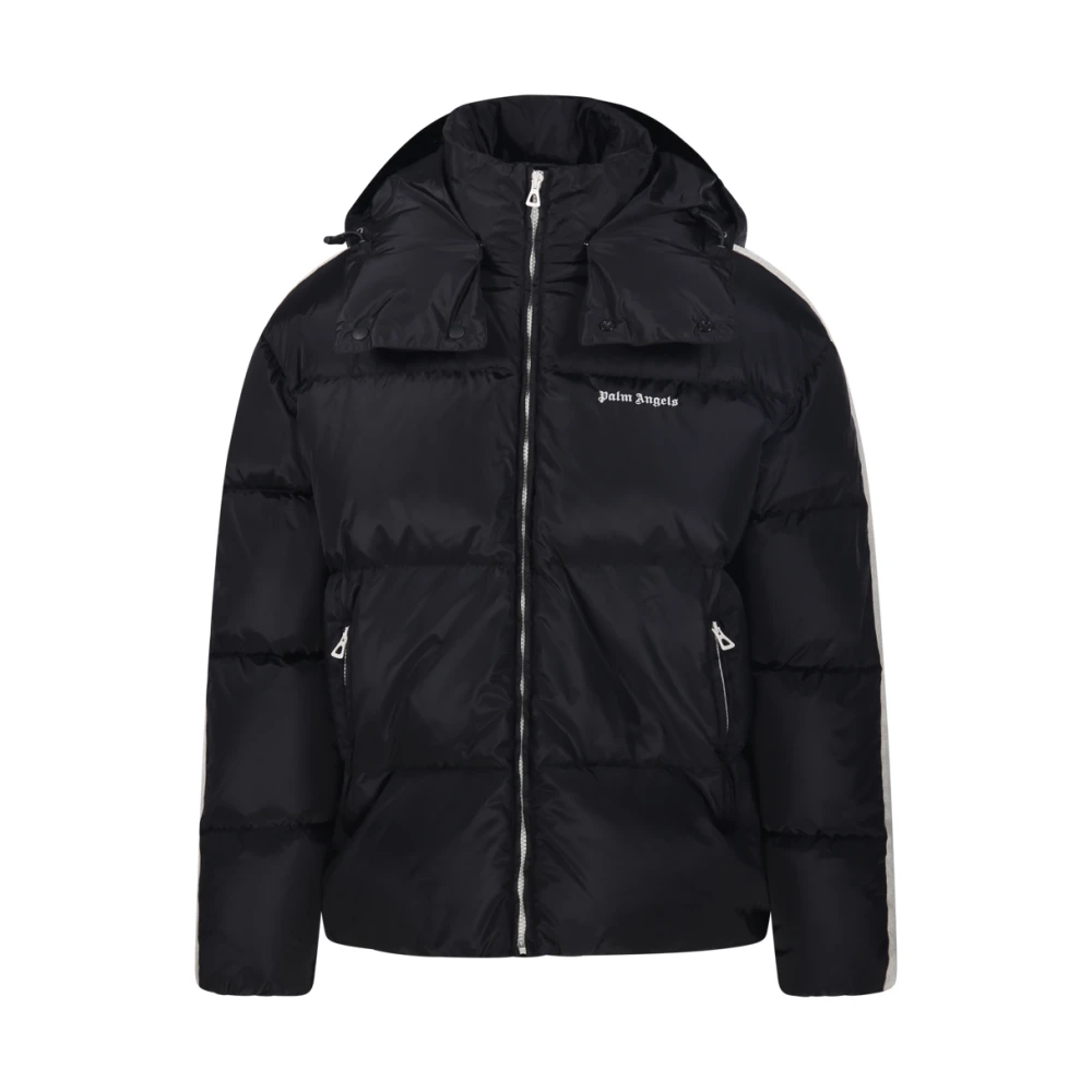 Palm Angels Zwarte Hooded Donsjas Black Heren