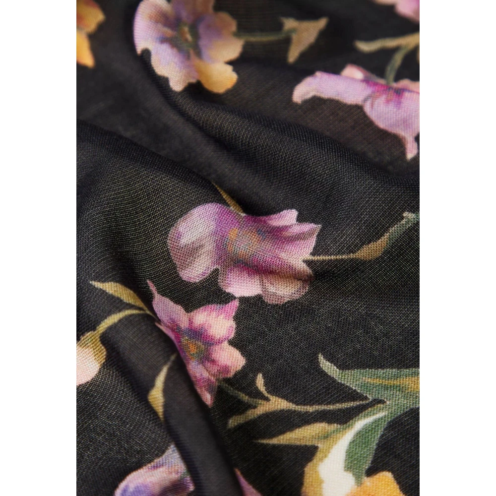 Twinset Bloemenprint Sjaal Collectie Black Dames