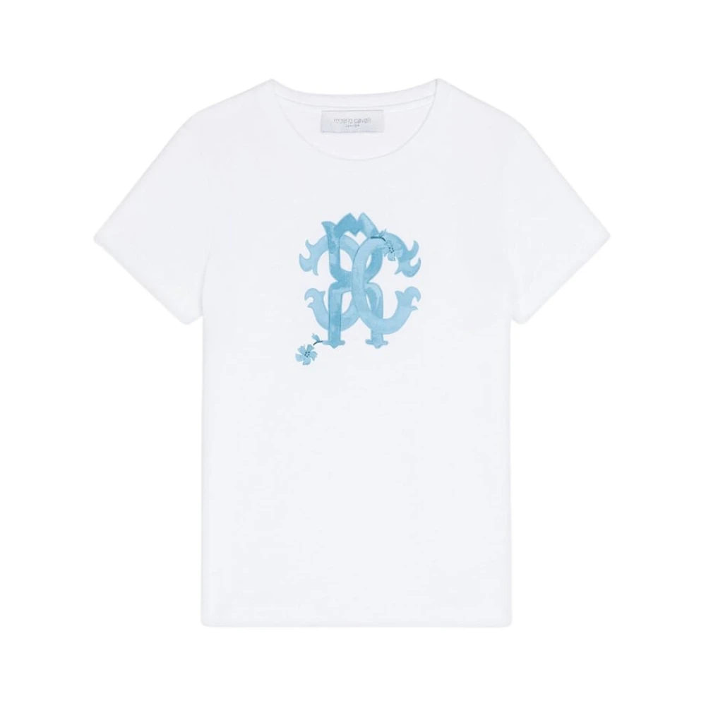 Roberto Cavalli Monogram-Print Bomull T-shirt White, Flicka