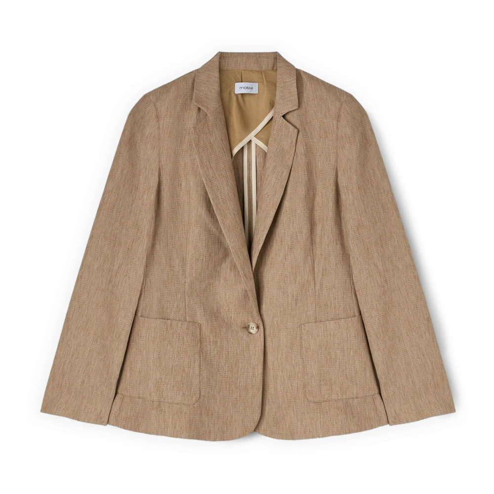 Motivi Mujer Beige - Blazer De Un Botón Mezcla De Lino - Jackets - Xl