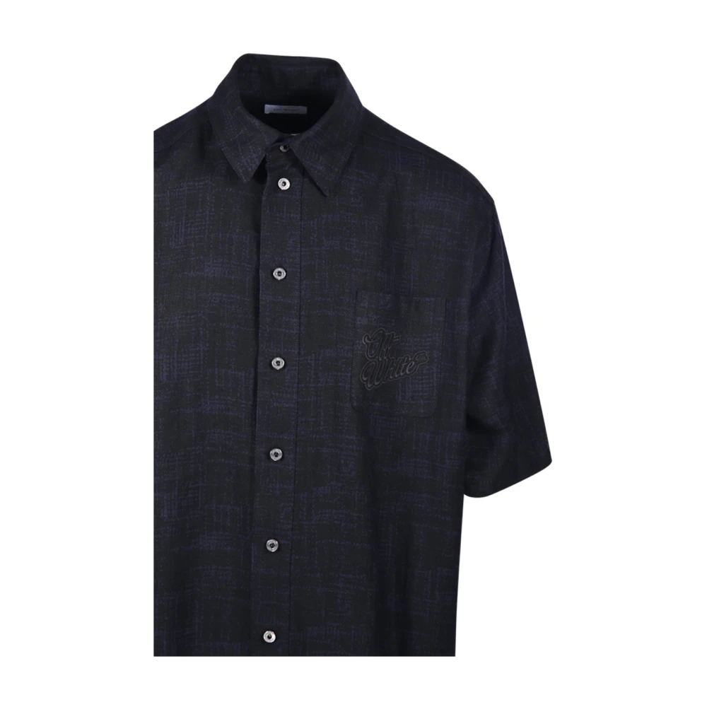 Off White Zwart Logo Linnen Overshirt Black Heren