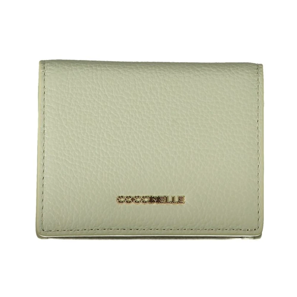 Coccinelle Groen Leren Portemonnee met Automatische Sluiting Green Dames