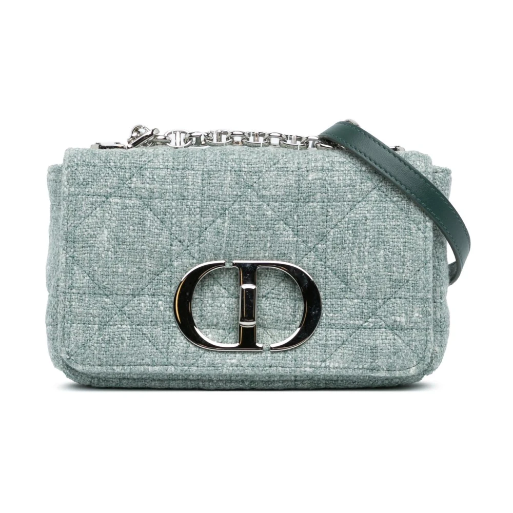 Dior Vintage Women's Green Pre-Owned Quilted Flap Bag