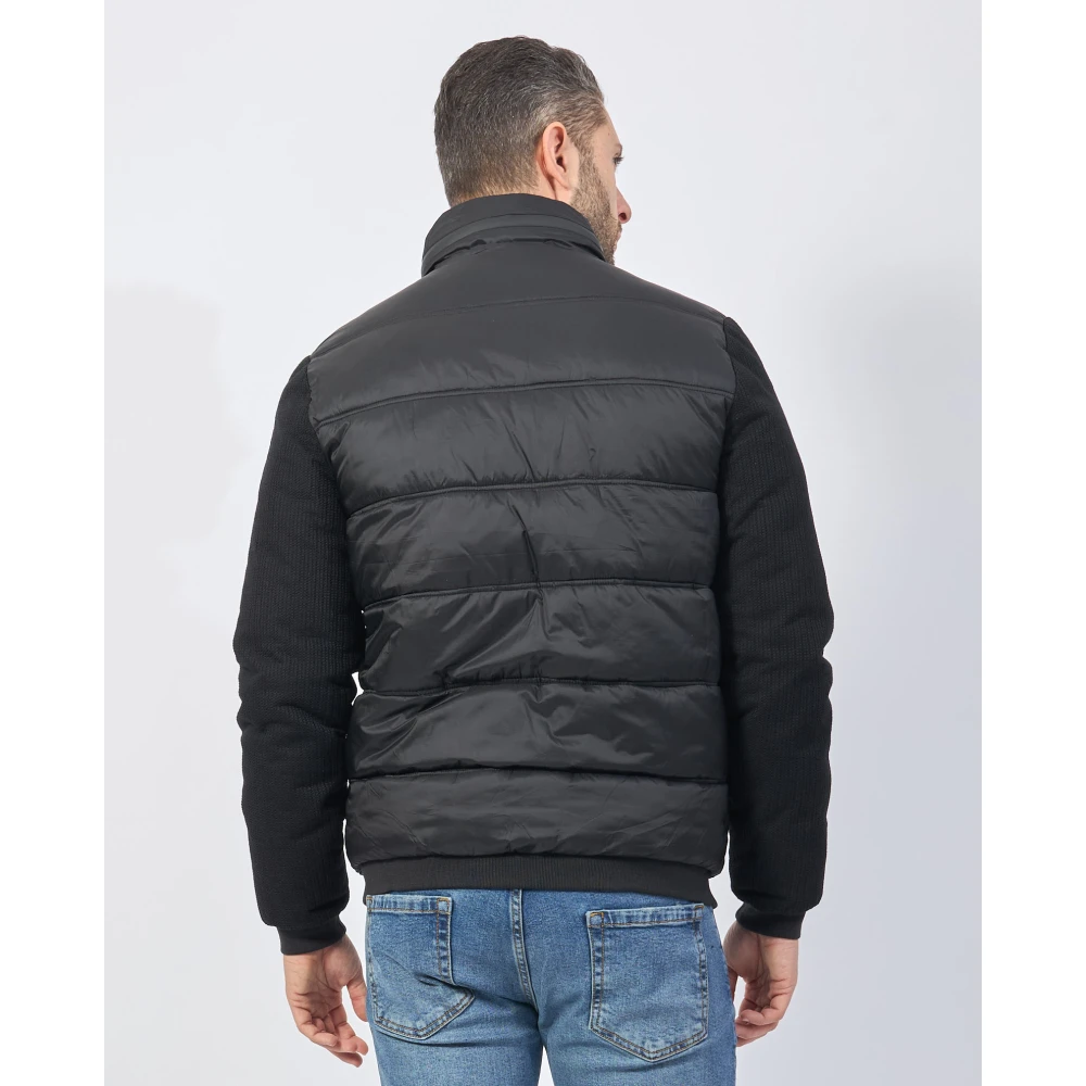 YES ZEE Zwarte Gewatteerde Gebreide Mouwjas Black Heren