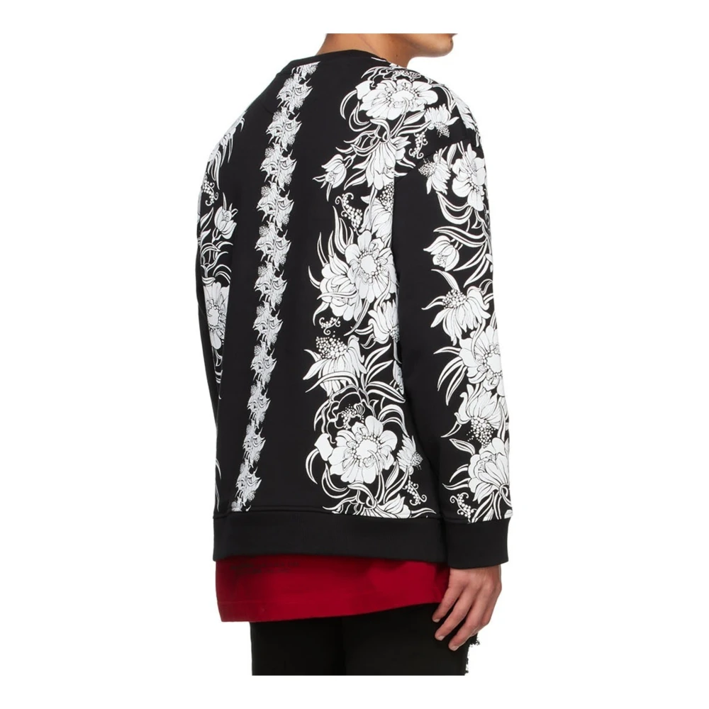 Valentino Zwarte Katoenen Sweatshirt met Bloemenprint Black Heren