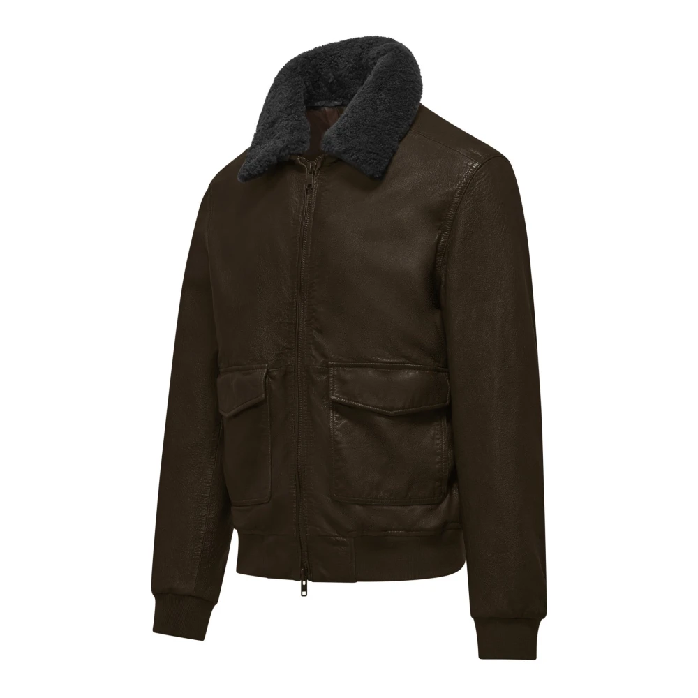BomBoogie Shearlingjas met afneembare kraag Brown Heren